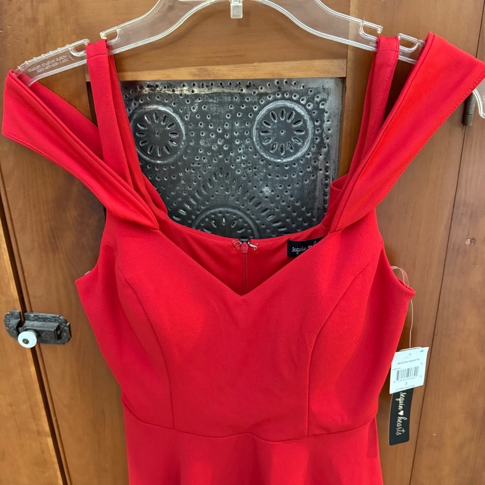Sequin Hearts Red Skater Style Sweetheart Neckline Dress Junior 3 NWT Macy’s Buy - Picture 6 of 11